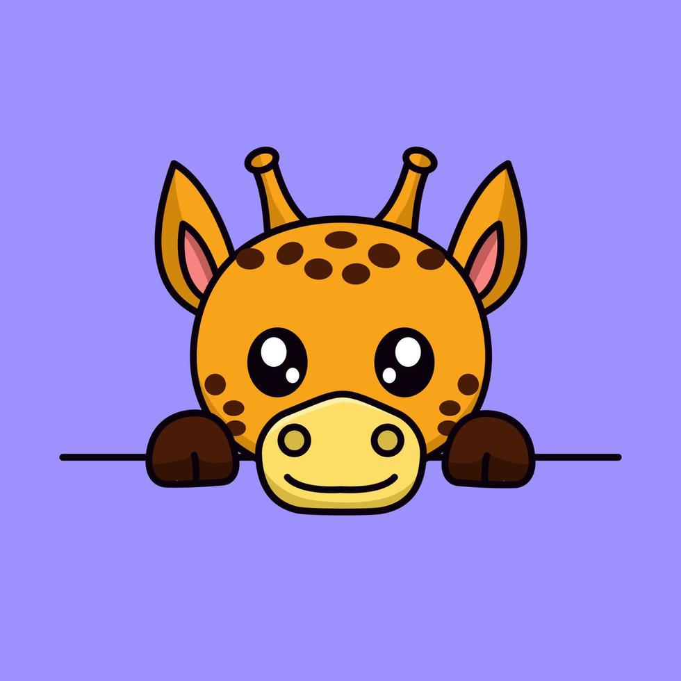 vector illustratie van schattig giraffe en chibi dier