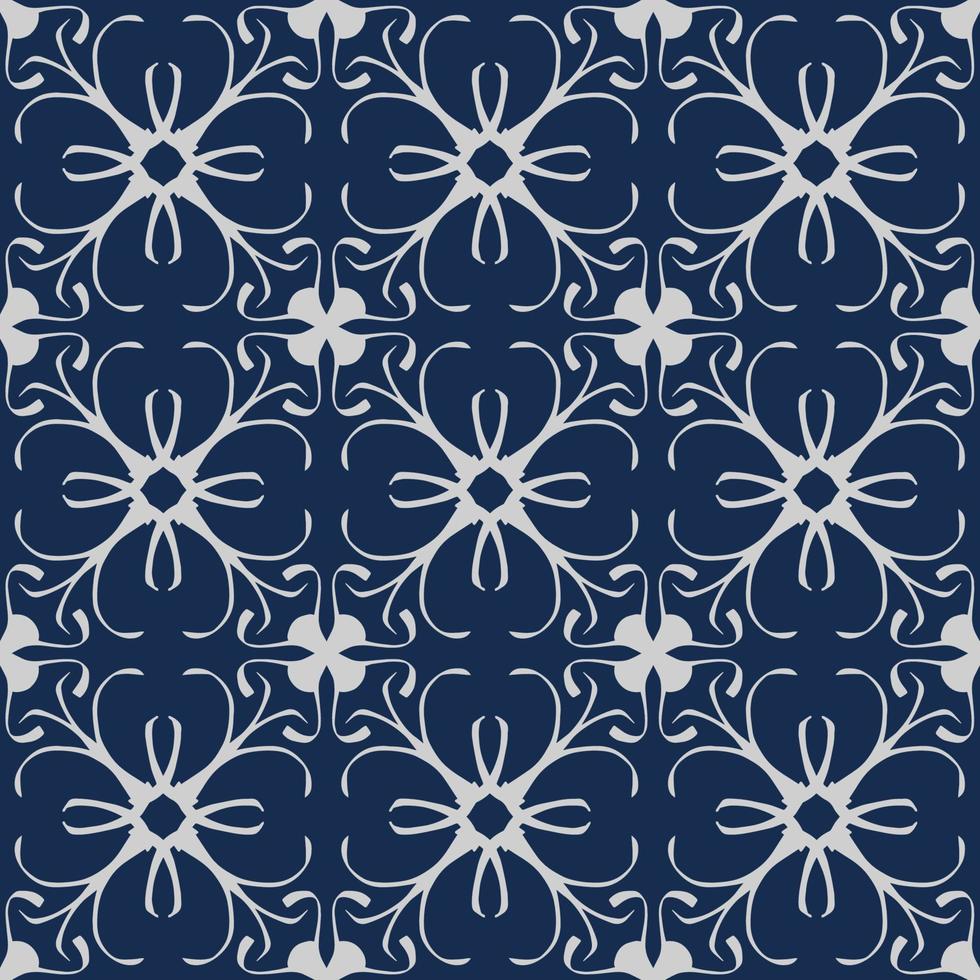 donker blauw naadloos patroon met tribal vorm geven aan. patroon ontworpen in ikat, azteeks, marokkaans, Thais, luxe Arabisch stijl. ideaal voor kleding stof kledingstuk, keramiek, behang. vector illustratie.