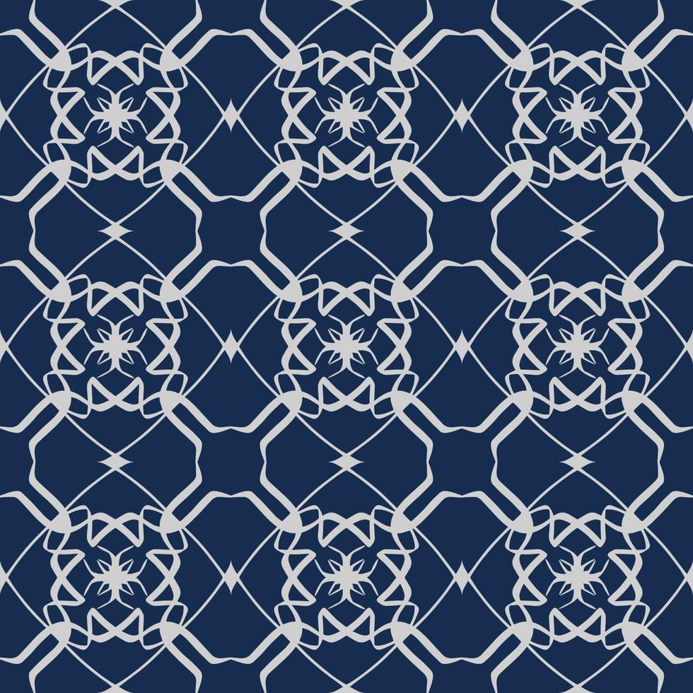 donker blauw naadloos patroon met tribal vorm geven aan. patroon ontworpen in ikat, azteeks, marokkaans, Thais, luxe Arabisch stijl. ideaal voor kleding stof kledingstuk, keramiek, behang. vector illustratie.