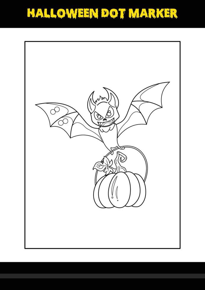 halloween punt markeerstift kleur bladzijde voor kinderen. lijn kunst kleur bladzijde ontwerp voor kinderen. vector