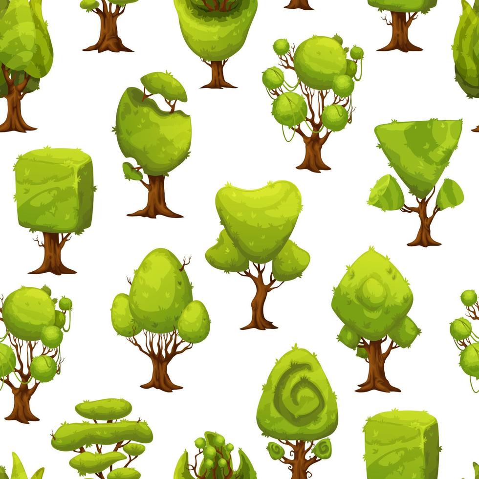 tekenfilm Woud oerwoud bomen naadloos patroon vector