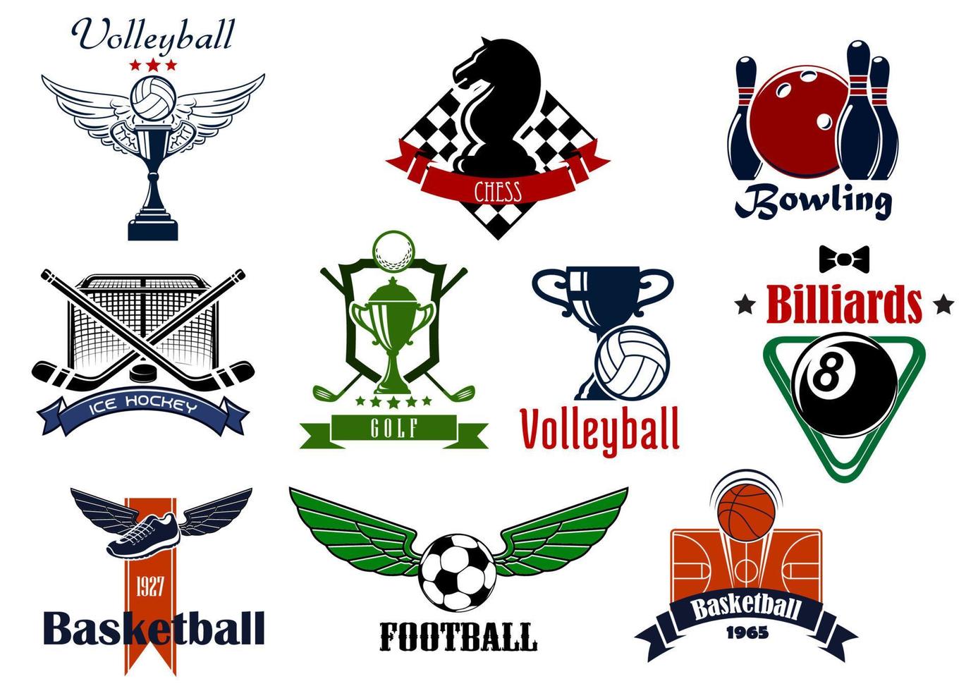 sport- club of team emblemen en pictogrammen vector