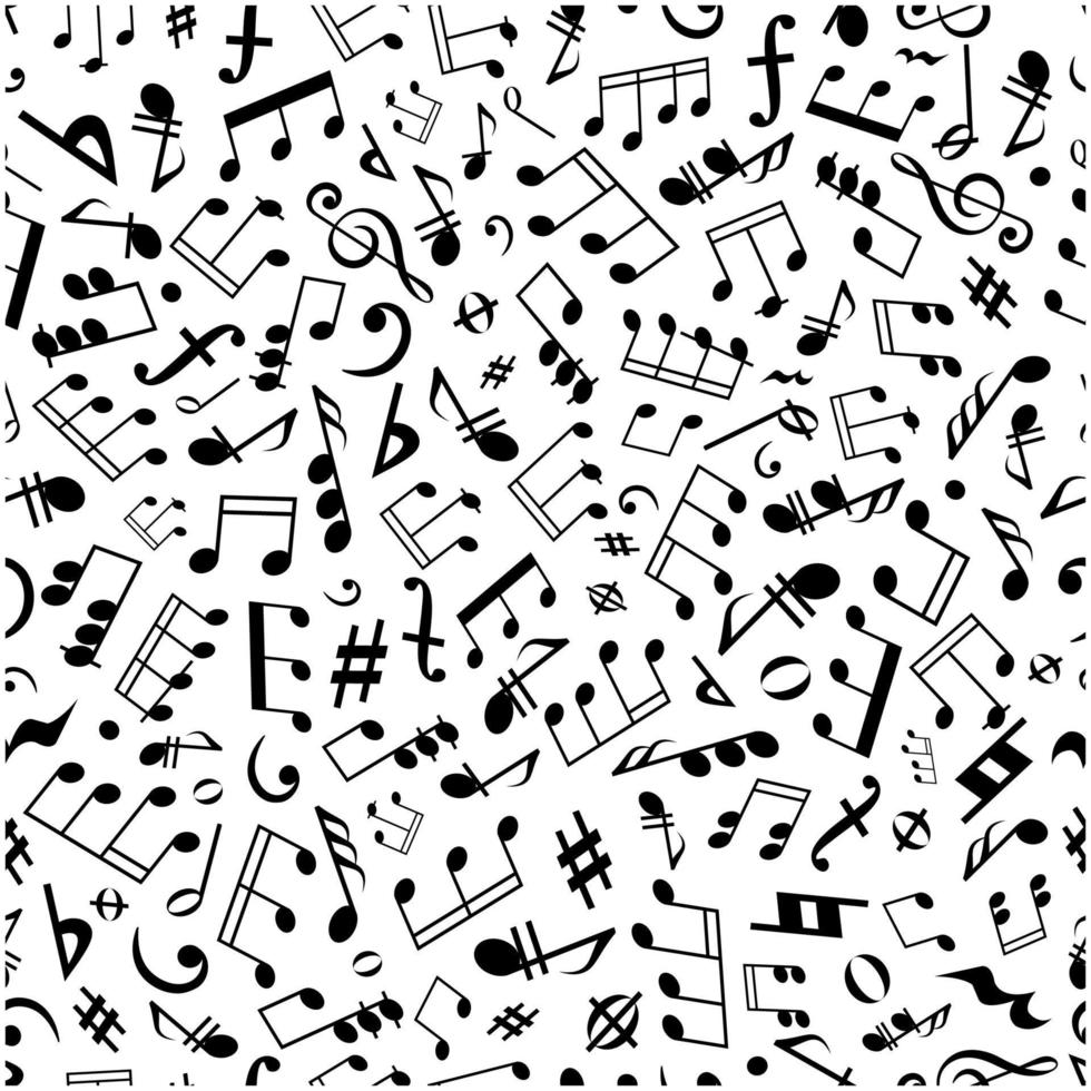 naadloos muziek- aantekeningen en merken achtergrond patroon vector