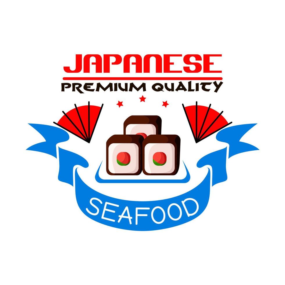 Japans premie kwaliteit zeevruchten restaurant icoon vector