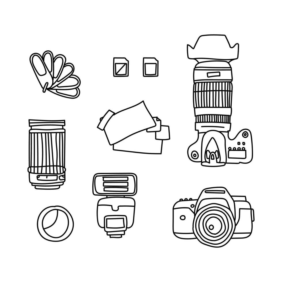 verzameling van doodled fotografie illustraties vector