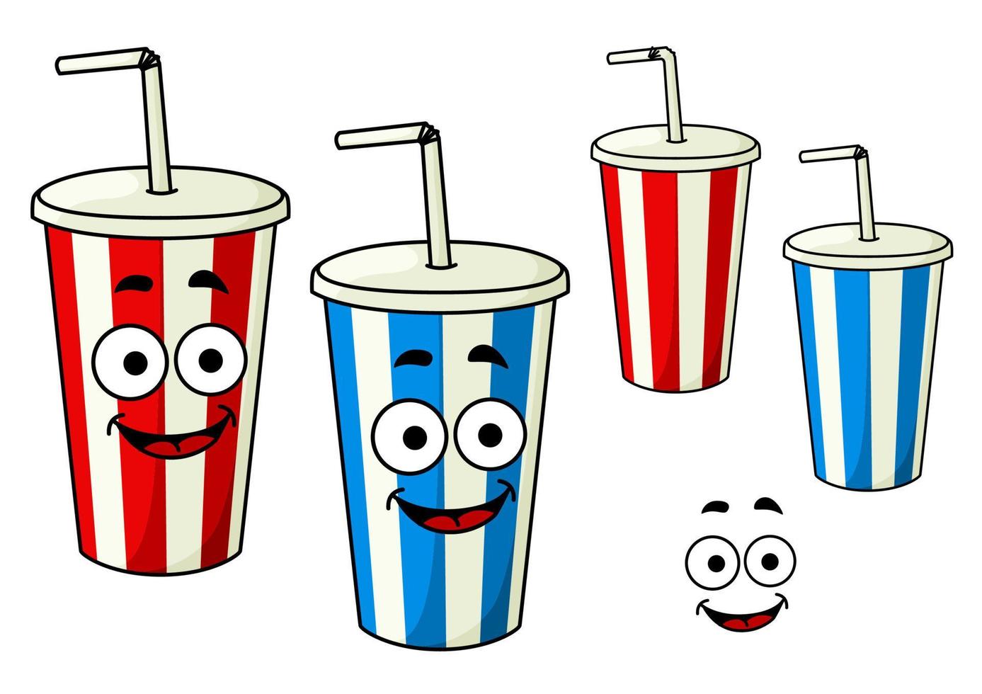 tekenfilm meenemen Frisdrank gestreept cups vector