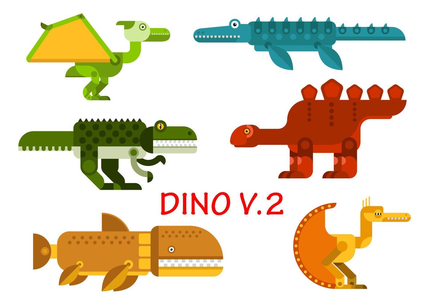 oude dinosaurussen en reptielen vlak pictogrammen vector