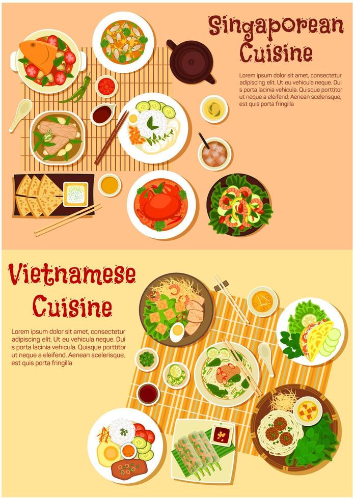 Vietnamees en singaporean keuken vlak icoon vector