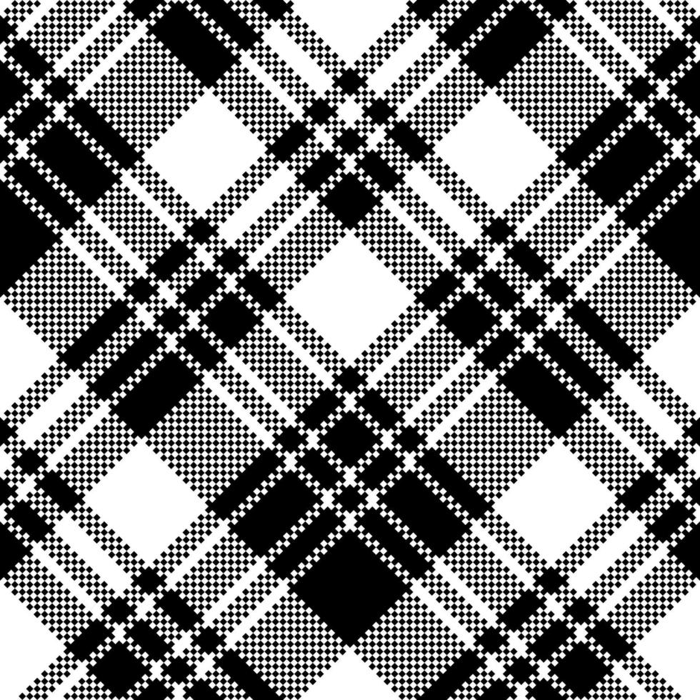 pixel controleren kleding stof structuur zwart wit naadloos patroon vector