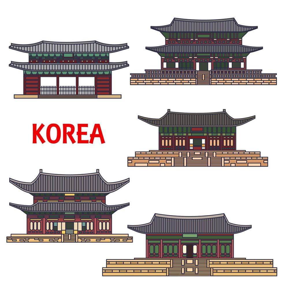 historisch tempels en architectuur van Korea vector