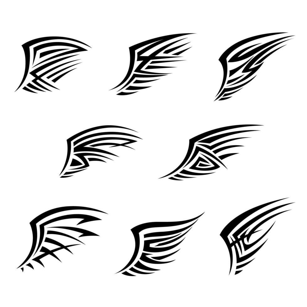 zwart Vleugels in tribal tatoeëren stijl vector