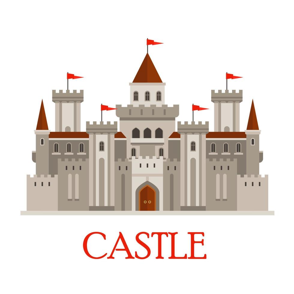 grijs middeleeuws kasteel met torentjes vector