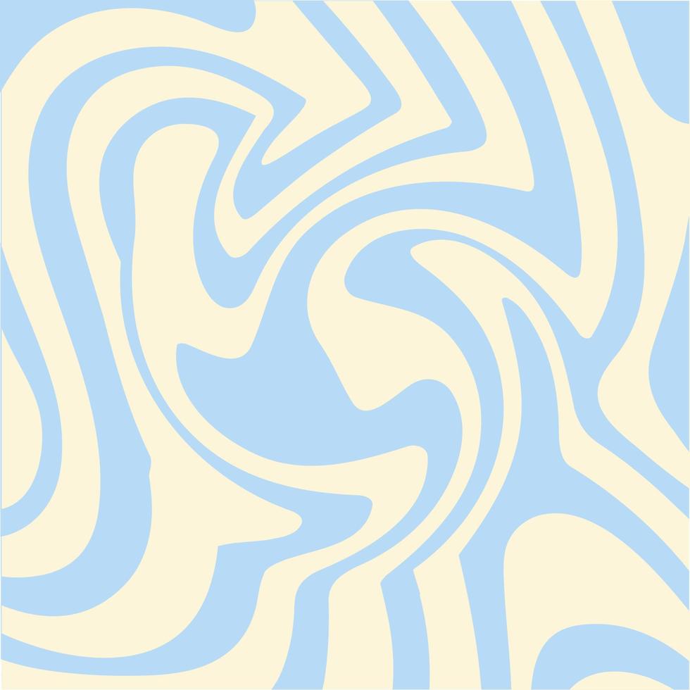 golvend kolken plein achtergrond in blauw en beige kleuren. vector illustratie in stijl hippie jaren 70, jaren 60. esthetisch grafisch afdrukken.