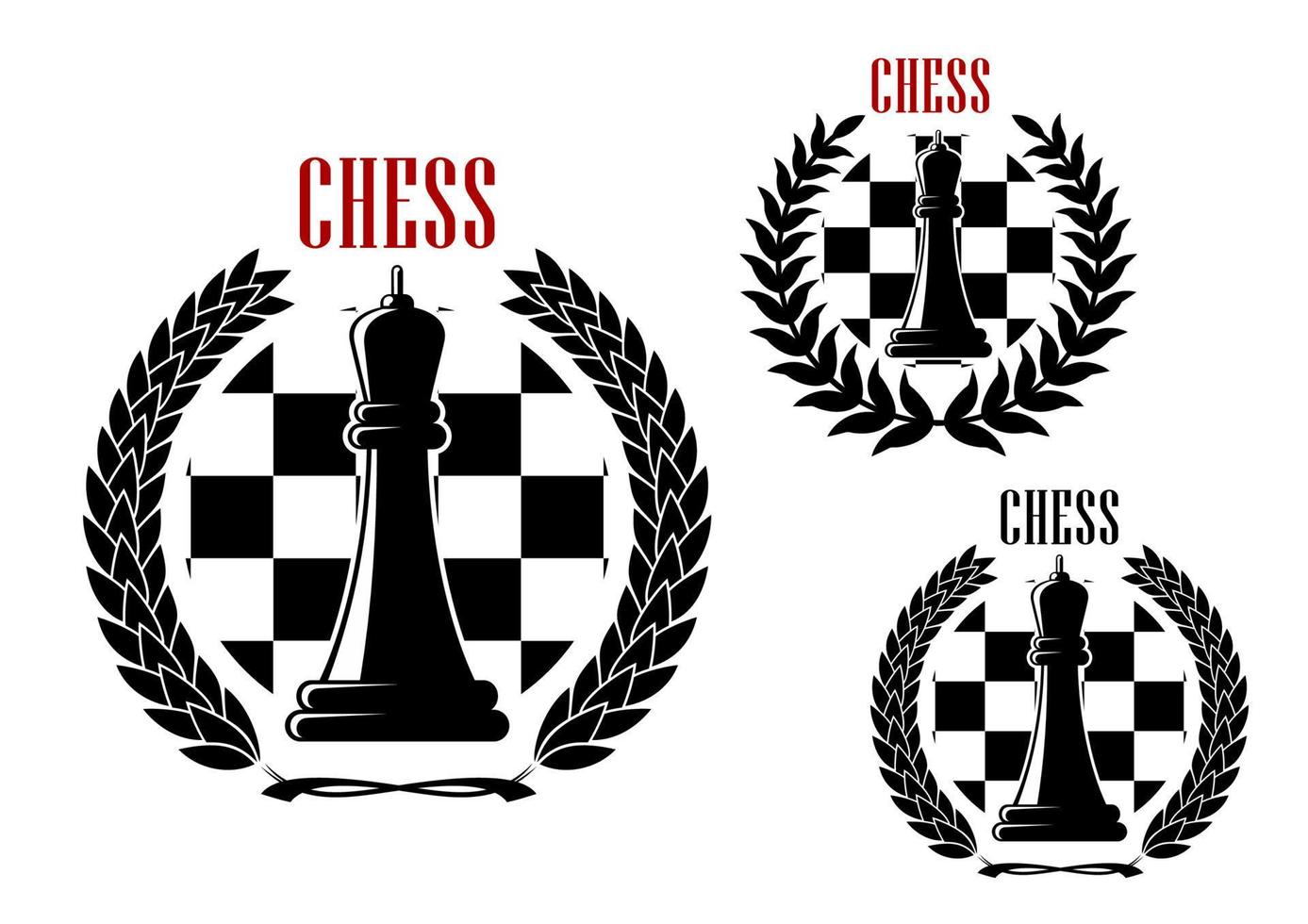schaak pictogrammen met zwart koninginnen vector
