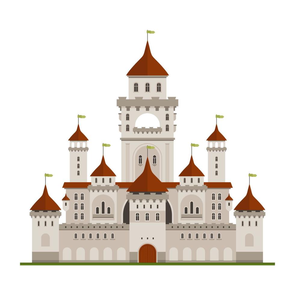 Koninklijk familie kasteel met bewaker muren, hoofd paleis vector