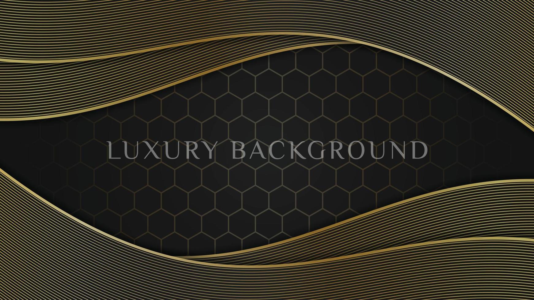 abstract elegant luxe donker zwart achtergrond met goud golvend lijnen structuur vector