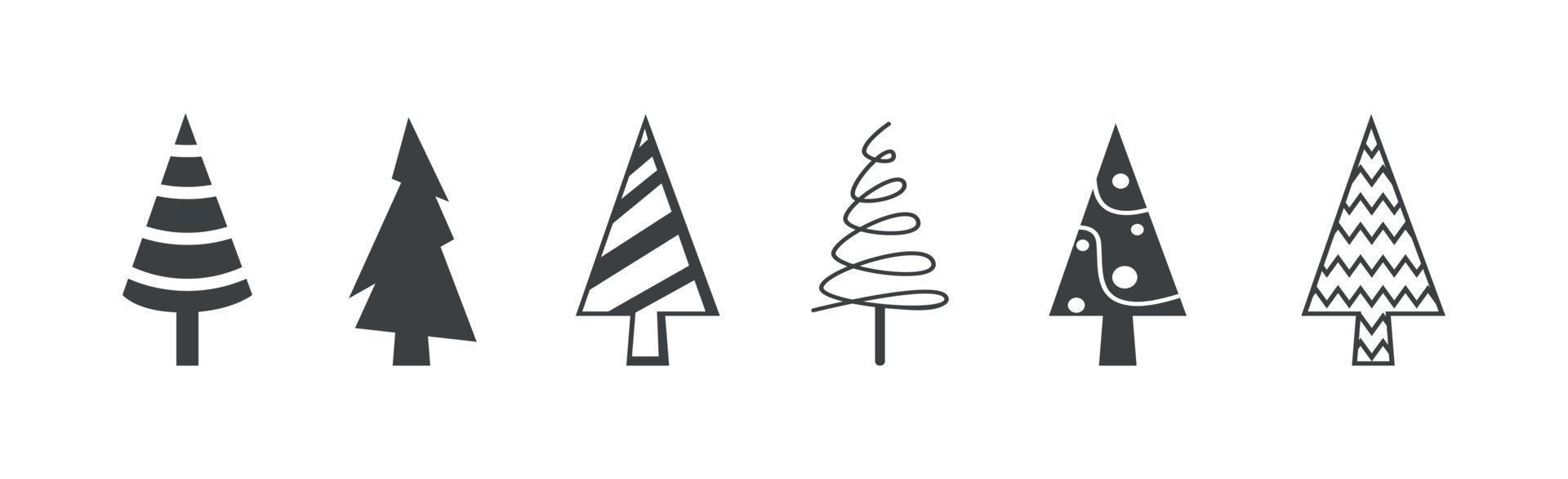 reeks 6 stuks. abstract groen Kerstmis bomen Aan wit achtergrond - vector