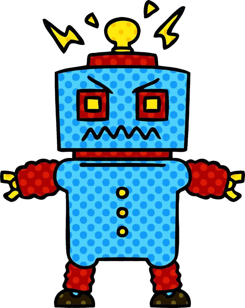 eigenzinnige cartoonrobot in stripboekstijl vector