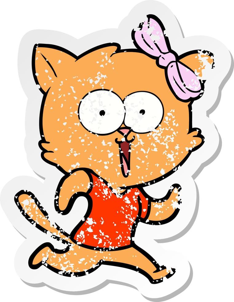 noodlijdende sticker van een cartoonkat vector