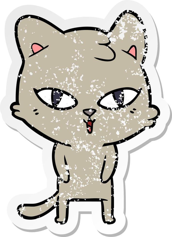 noodlijdende sticker van een cartoonkat vector