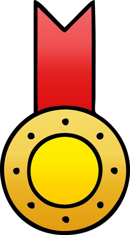 gradiënt gearceerde cartoon gouden medaille vector