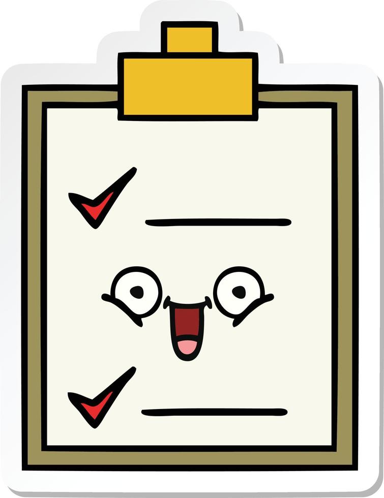 sticker van een checklist voor een schattige cartoon vector