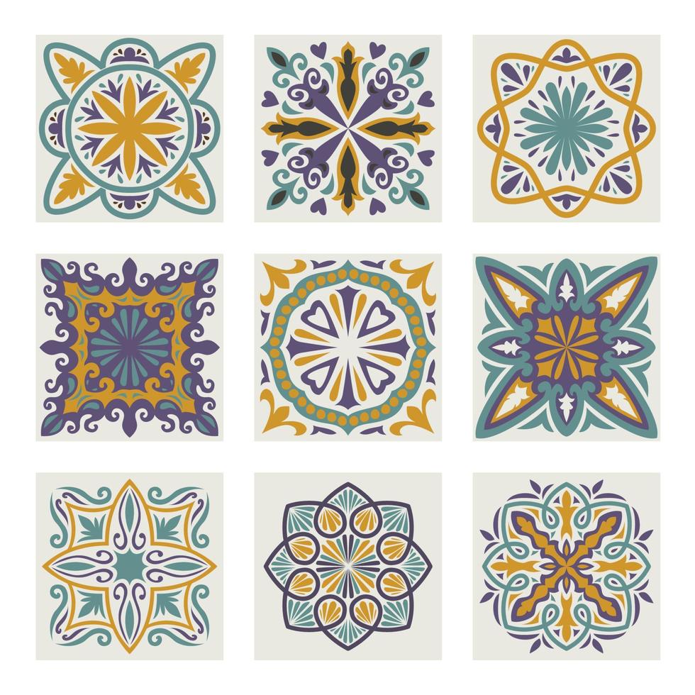 Marokkaans bloem tegels, vector tegel patroon, Lissabon bloemen mozaïek, middellandse Zee naadloos marine blauw ornament. meetkundig abstract kunst arabesk mozaïek-