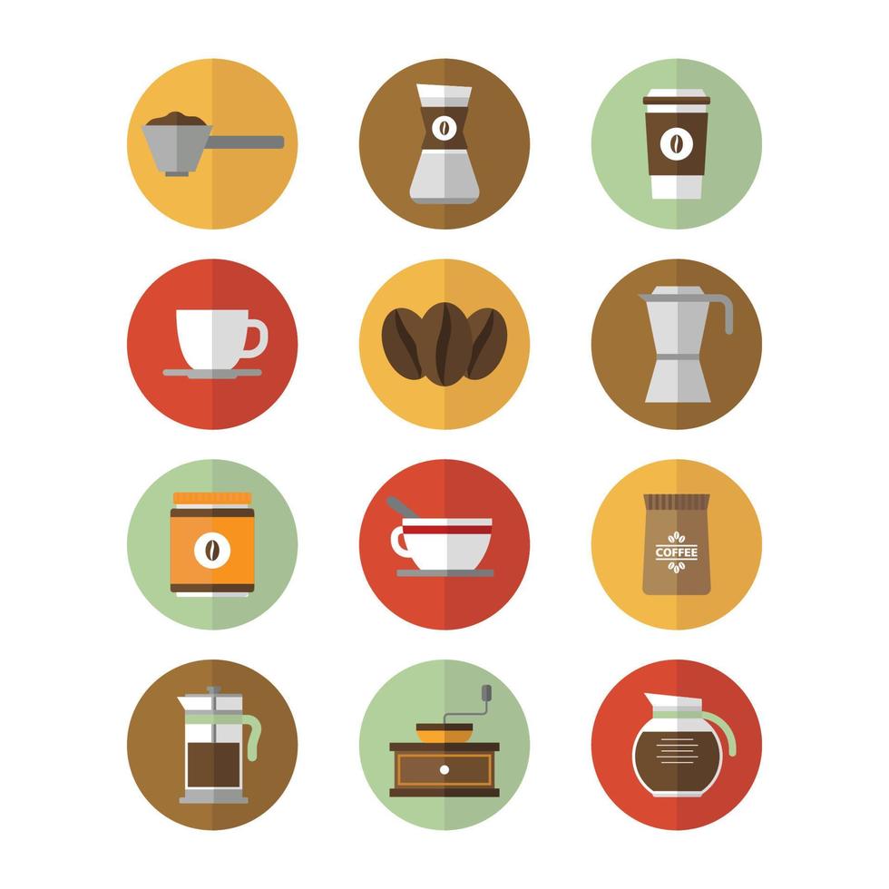 koffie icoon set. modern vlak icoon. minimalistische kleur. fit voor web, app, computer, ontwerp, symbool. logotype vector eps 10.