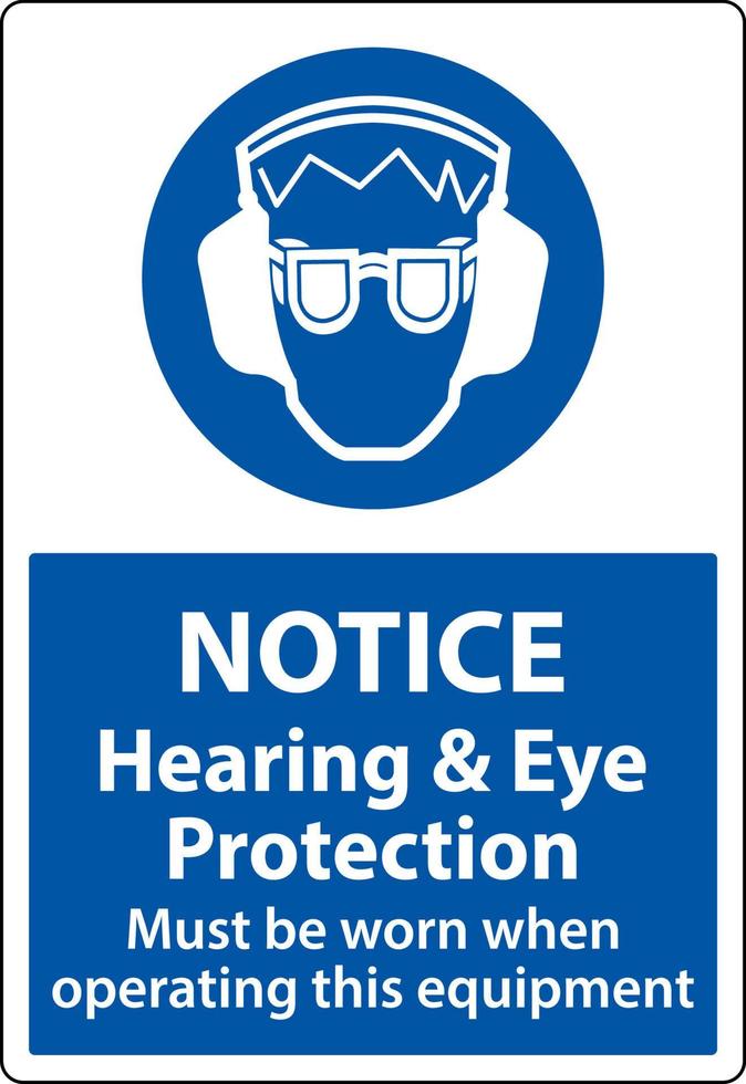 merk op horen en oog bescherming teken Aan wit achtergrond vector