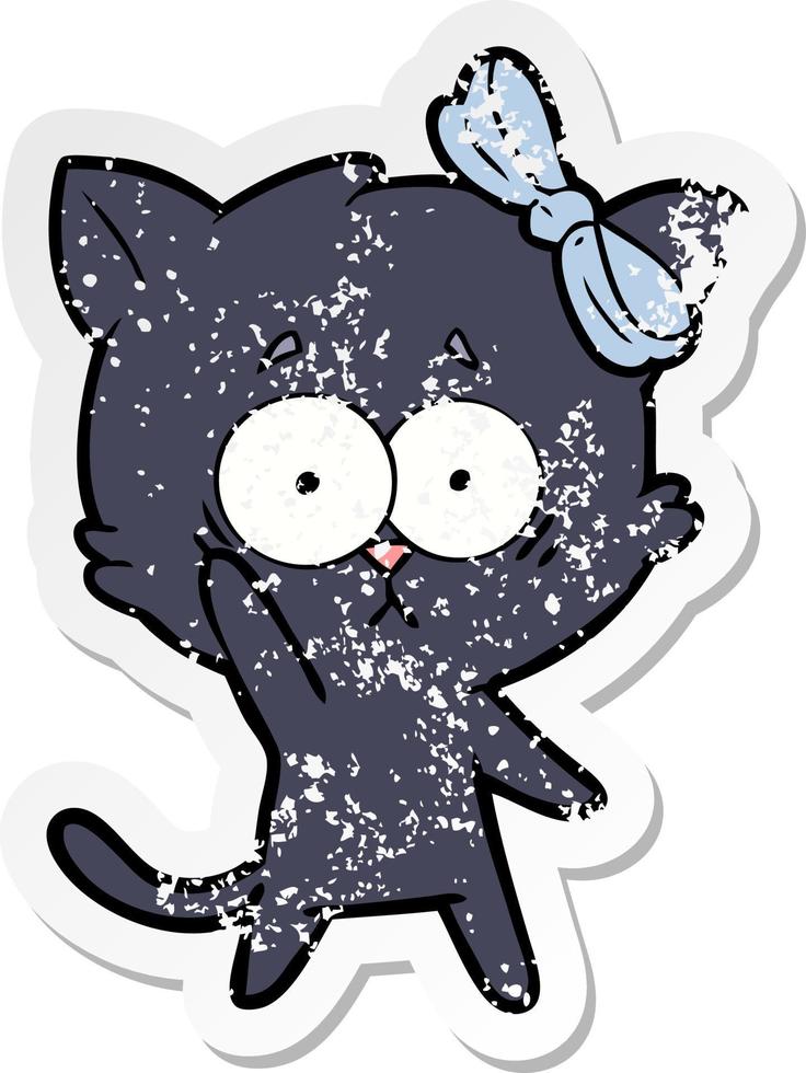 noodlijdende sticker van een cartoonkat vector