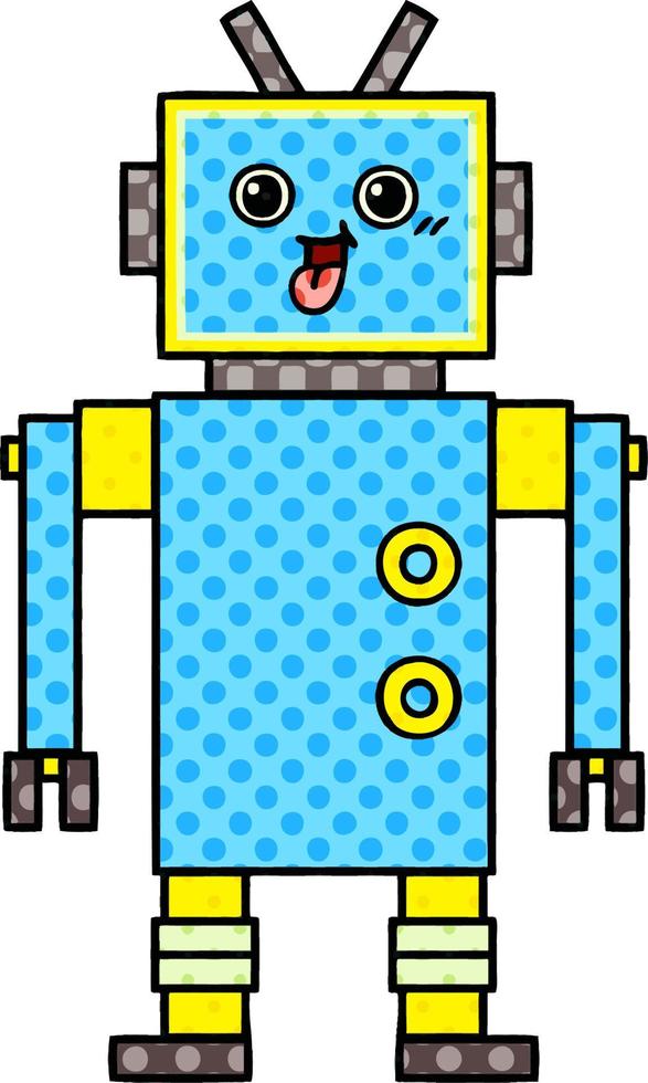 cartoon robot in stripboekstijl vector