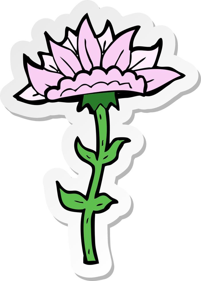 sticker van een cartoonbloem vector