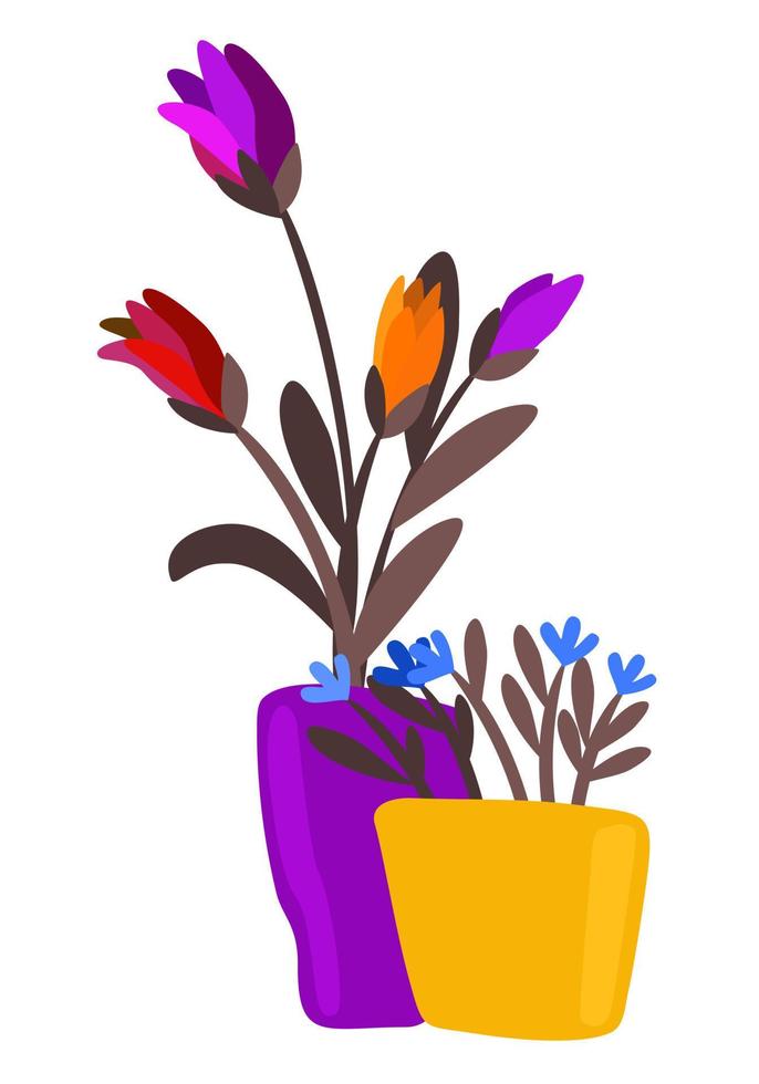 helder bloemen in potten. vector geïsoleerd illustratie.