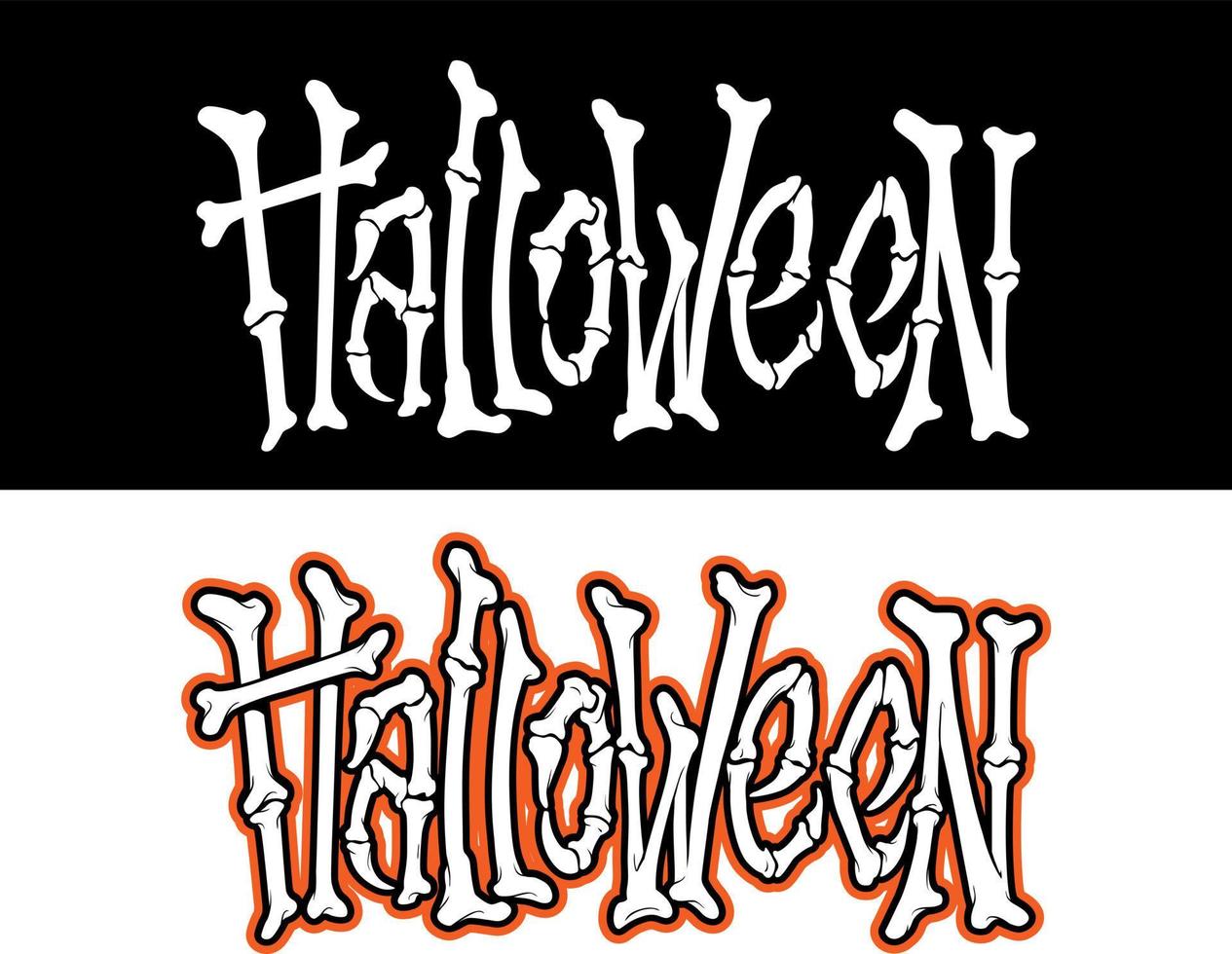 hand- getrokken halloween belettering. skelet botten vector