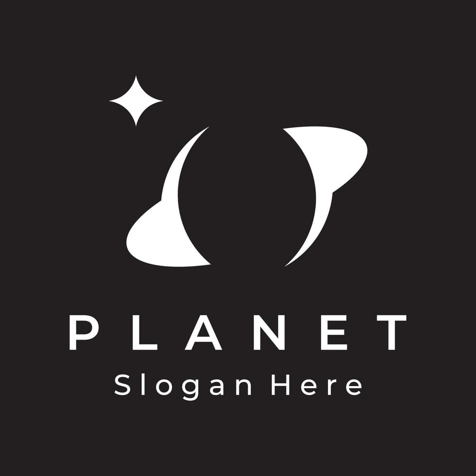 ruimte planeet sjabloon logo vector ontwerp omringd door ringen of banen. voor affiches, bedrijf kaarten, ruimte wetenschap.