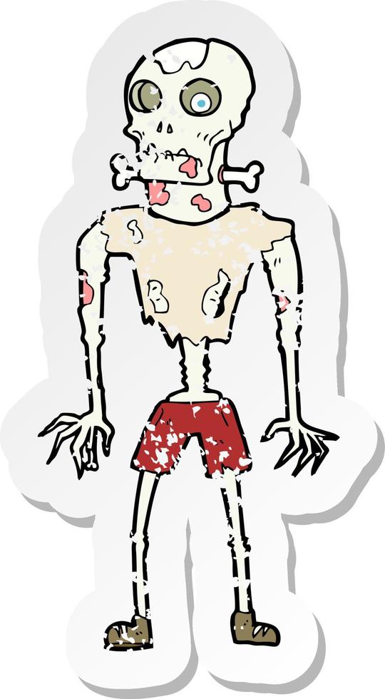 retro noodlijdende sticker van een cartoon zombie vector