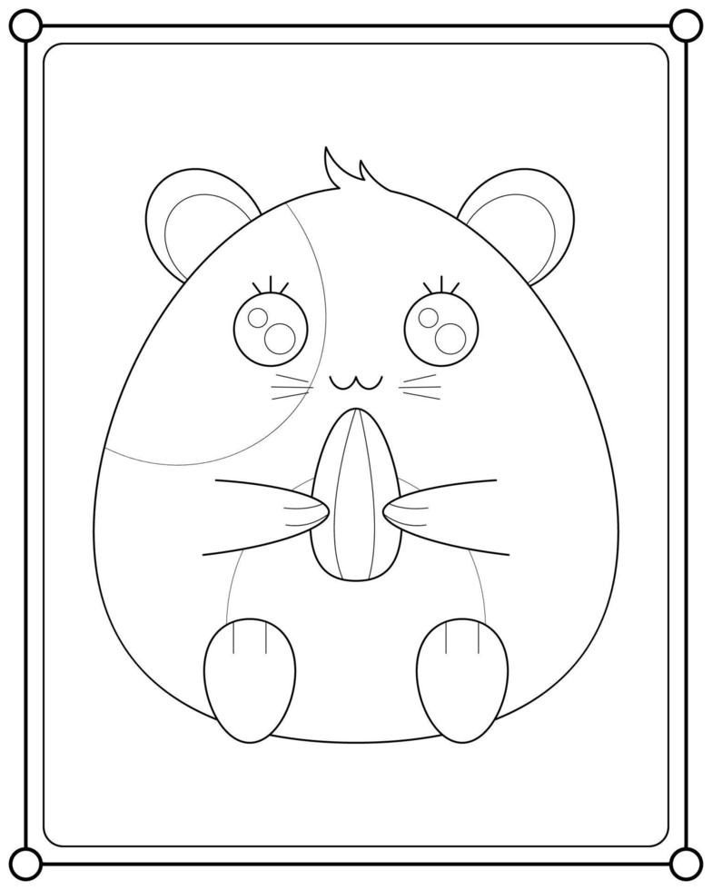 schattig hamster eten zaden geschikt voor kinderen kleur bladzijde vector illustratie