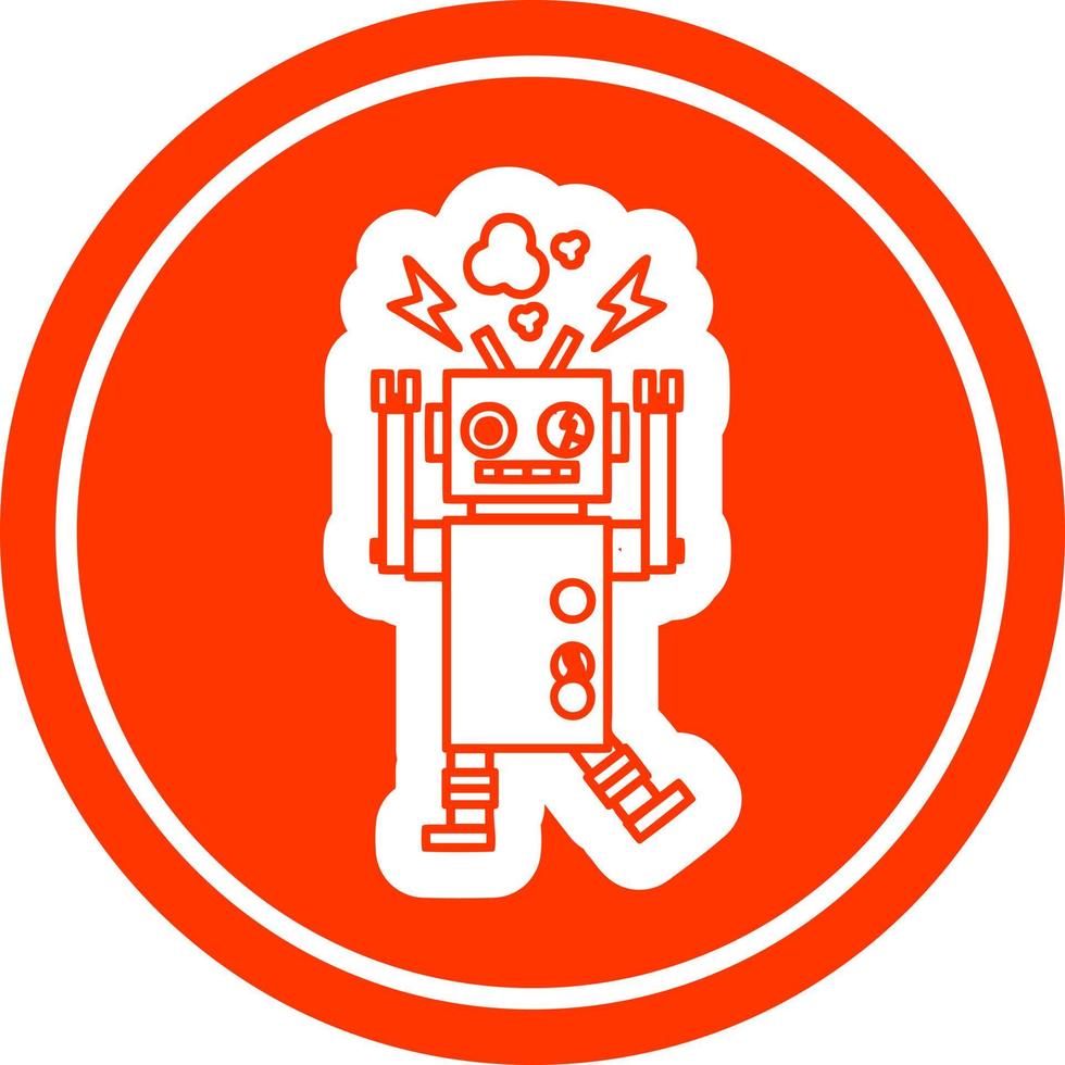 defecte robot cirkelpictogram vector