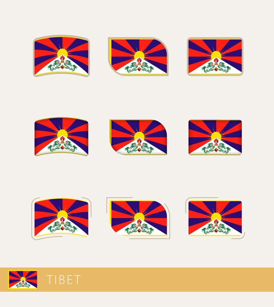 vector vlaggen van Tibet, verzameling van Tibet vlaggen.
