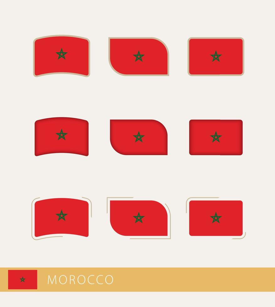 vector vlaggen van Marokko, verzameling van Marokko vlaggen.