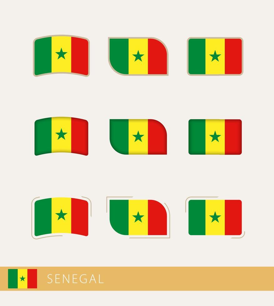 vector vlaggen van Senegal, verzameling van Senegal vlaggen.