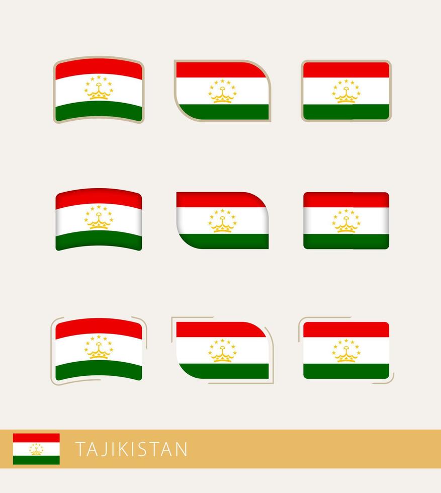 vector vlaggen van Tadzjikistan, verzameling van Tadzjikistan vlaggen.