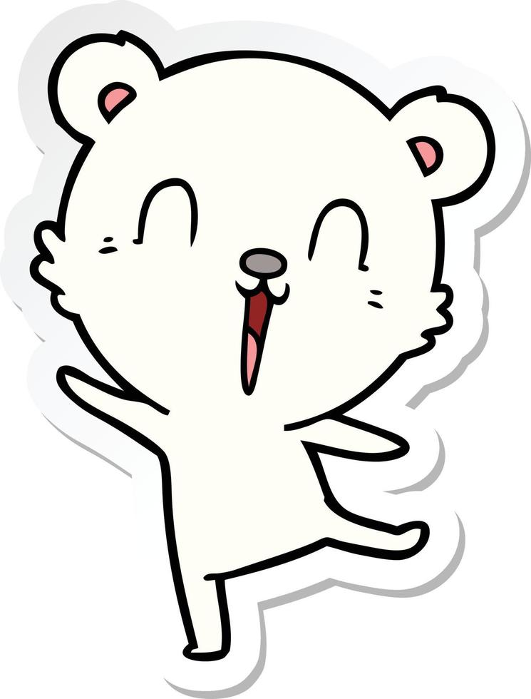 sticker van een vrolijke cartoon-ijsbeer die danst vector