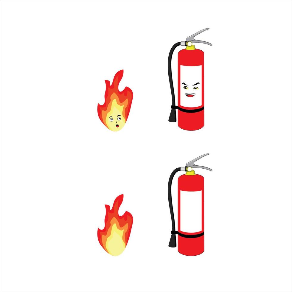 brand brandblusser karakter ontwerp. brand brandblusser tekenfilm. vector illustratie.
