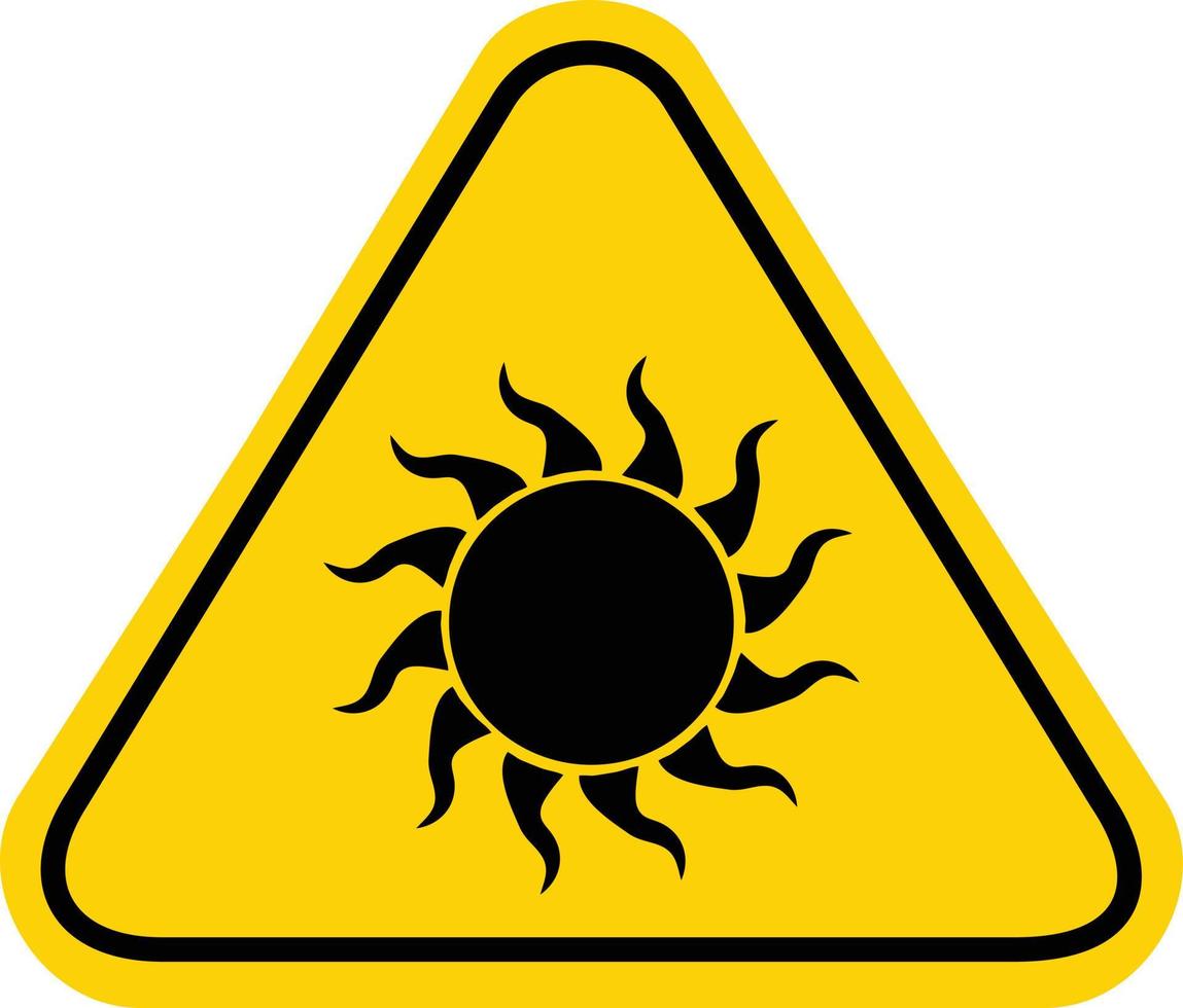 zon Gevaar teken Aan wit achtergrond. waarschuwing teken voor zon. vlak stijl. vector