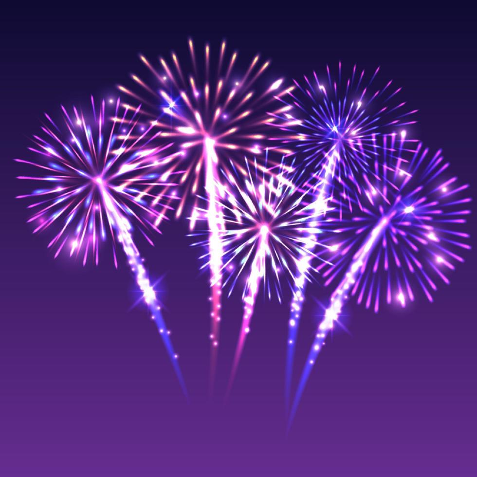 kleurrijk festival vuurwerk Aan donker achtergrond, vector illustratie