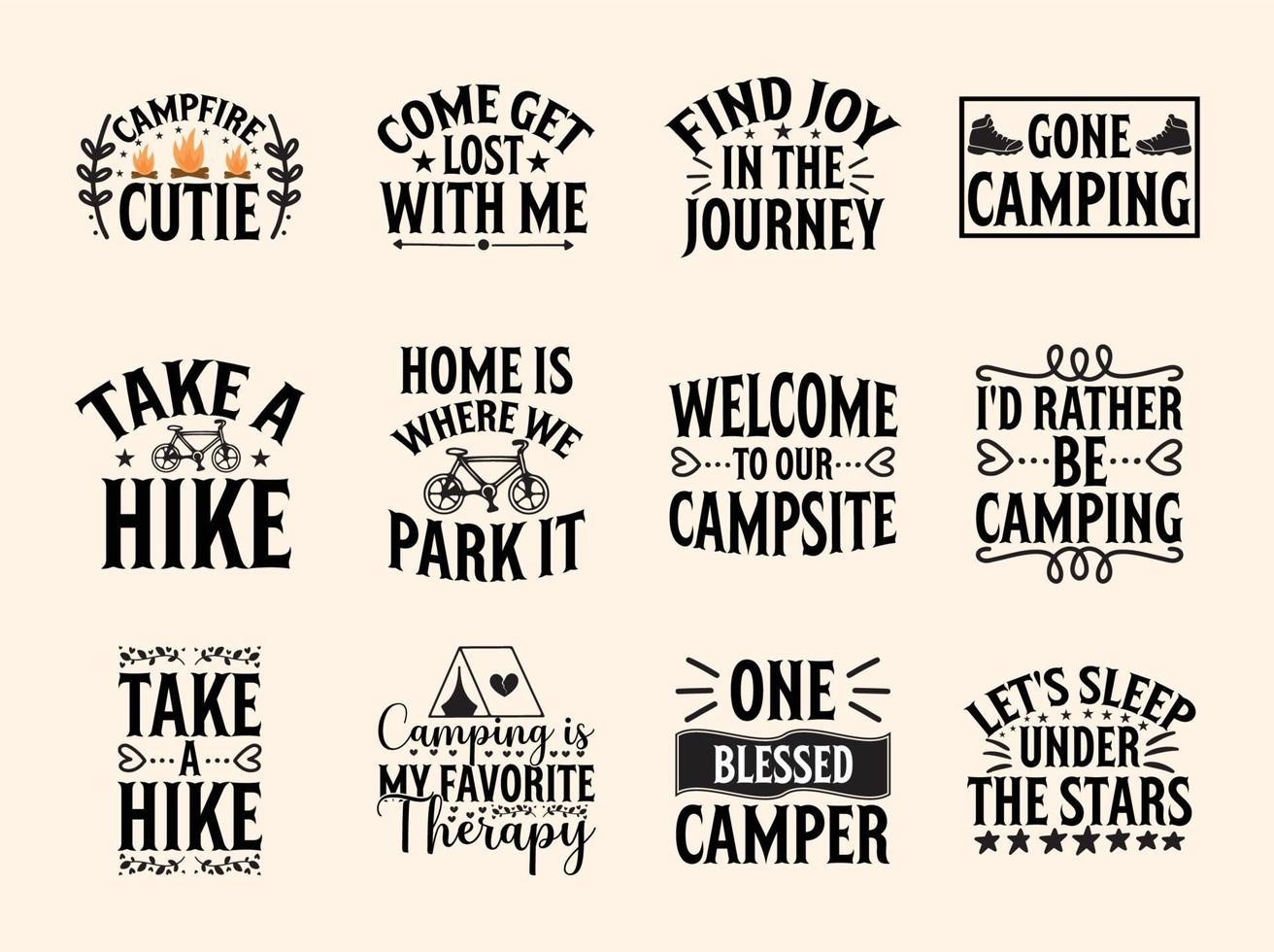 reeks van camping t-shirt ontwerp vector