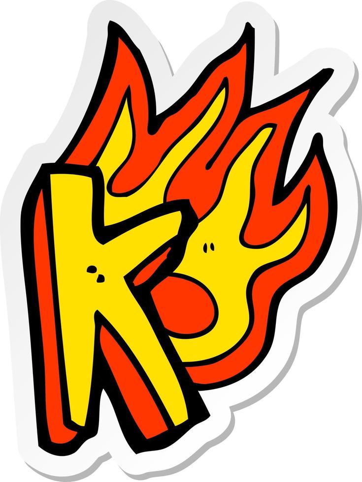 sticker van een cartoon brandende letter vector