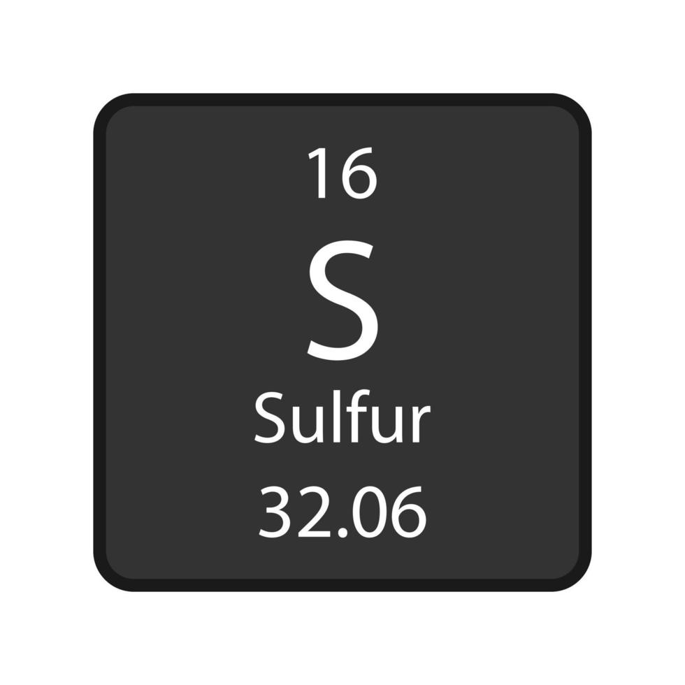 zwavel symbool. scheikundig element van het periodiek systeem. vectorillustratie. vector