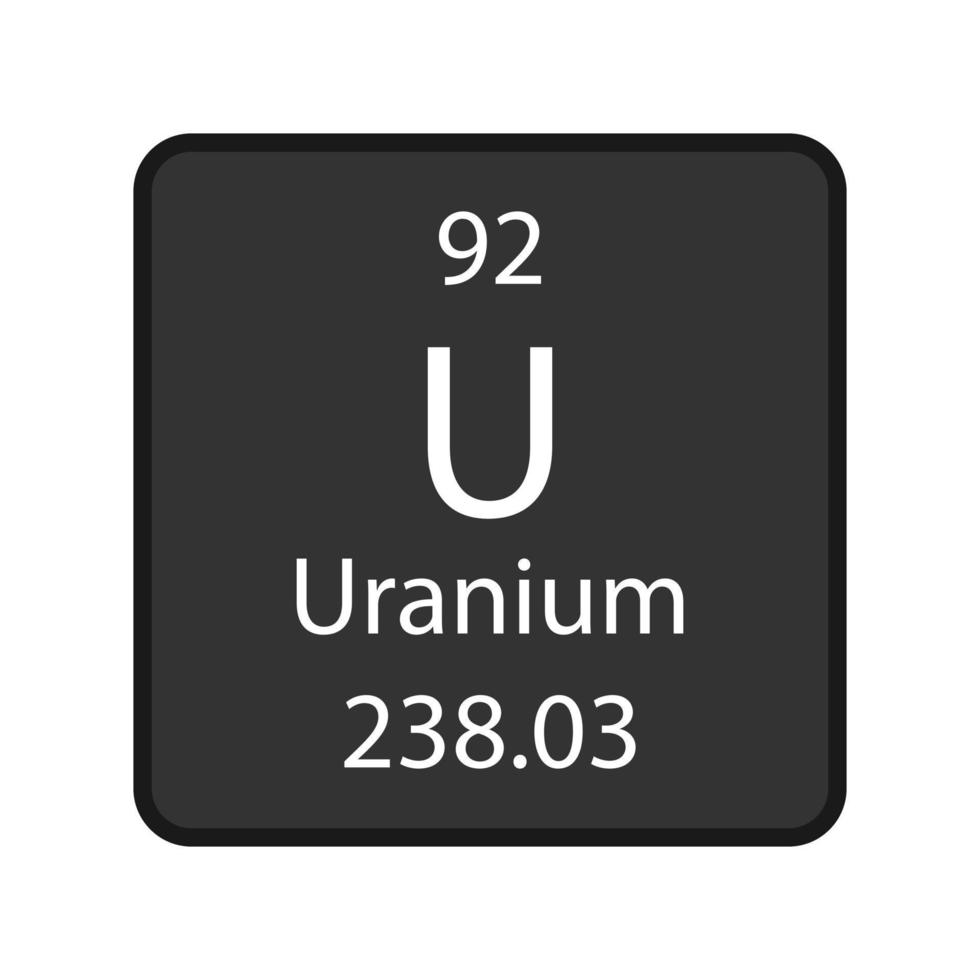 uranium symbool. scheikundig element van het periodiek systeem. vectorillustratie. vector